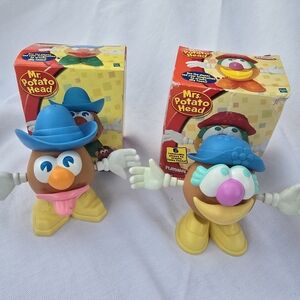 Mr. Potato Head Lot 2 Blue Cowboy Hat Playskool 2005 Hasbro Toy Figure Open Box
